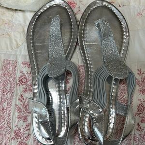 Silver Slip on Sandals